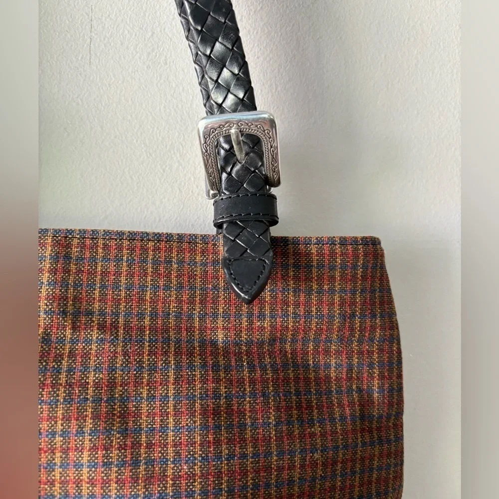 Brighton vintage fabric tote bag color brow‎ and black